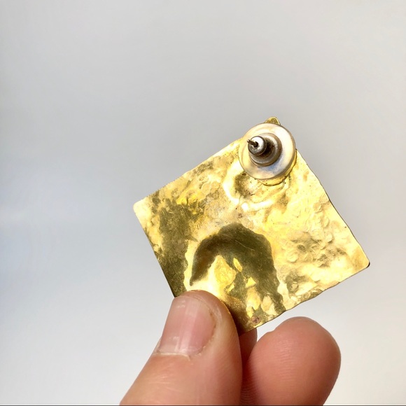 Vintage | Hammered Metal Statement Stud Earrings - Picture 5 of 10